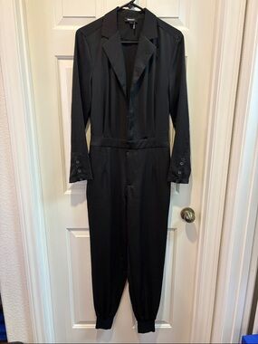 DKNY Black Tailored Long-Sleeve Jumpsuit